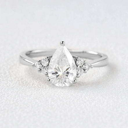 Pear Cut Seven Stone Moissanite Engagement Ring