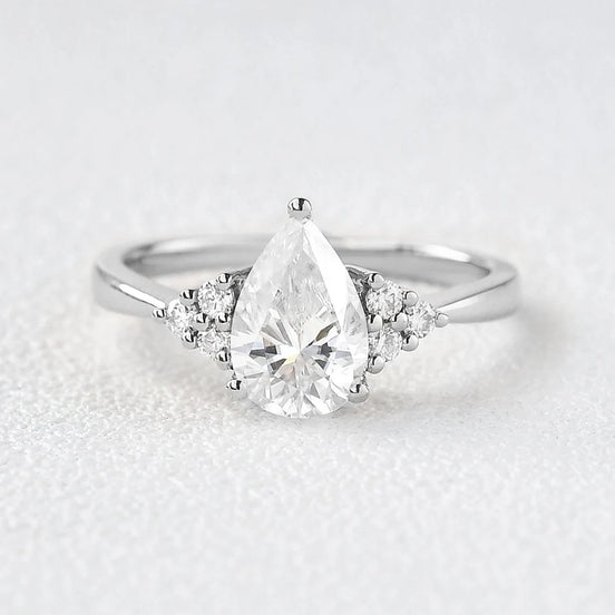Pear Cut Seven Stone Moissanite Engagement Ring