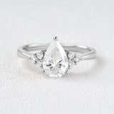 Pear Cut Seven Stone Moissanite Engagement Ring