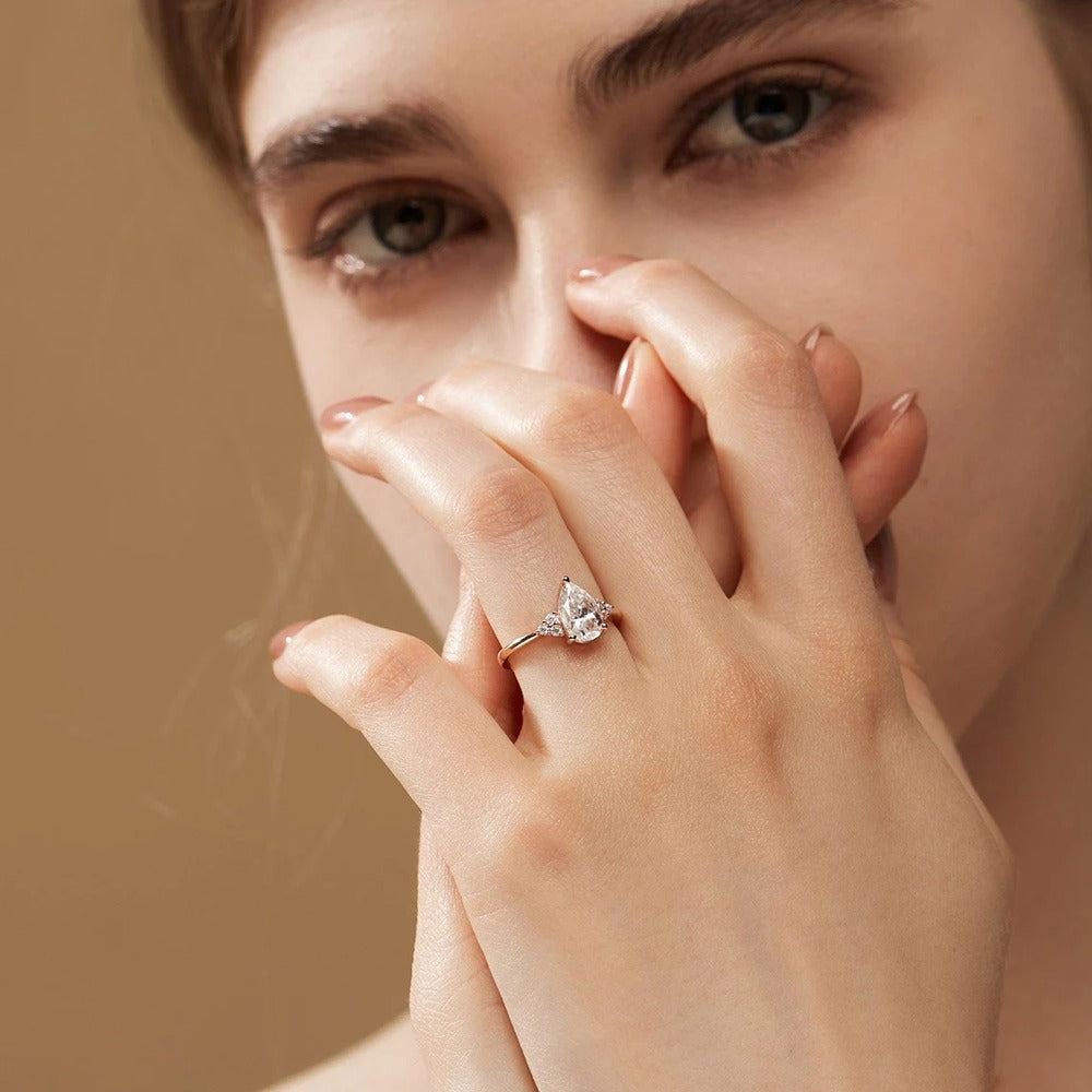 Pear Cut Seven Stone Moissanite Engagement Ring