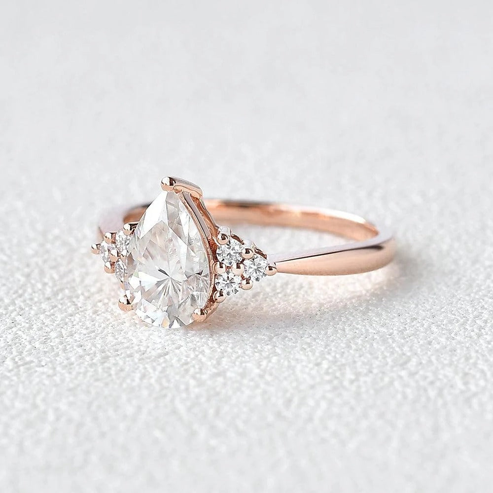 Pear Cut Seven Stone Moissanite Engagement Ring