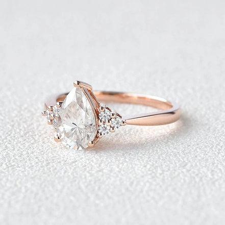 Pear Cut Seven Stone Moissanite Engagement Ring