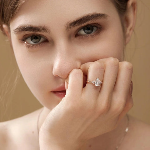 Pear Cut Seven Stone Moissanite Engagement Ring