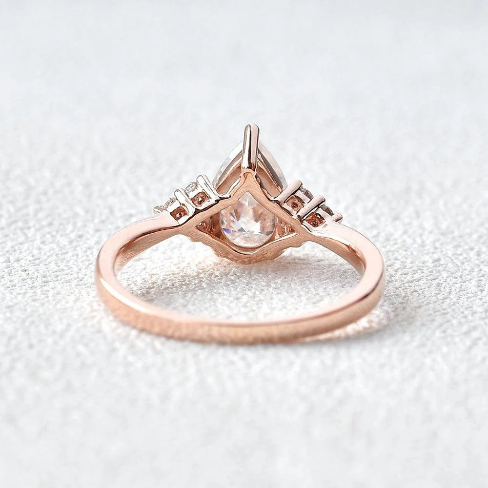 Pear Cut Seven Stone Moissanite Engagement Ring