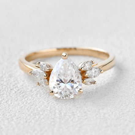 Pear Cut Vintage Moissanite Engagement Ring