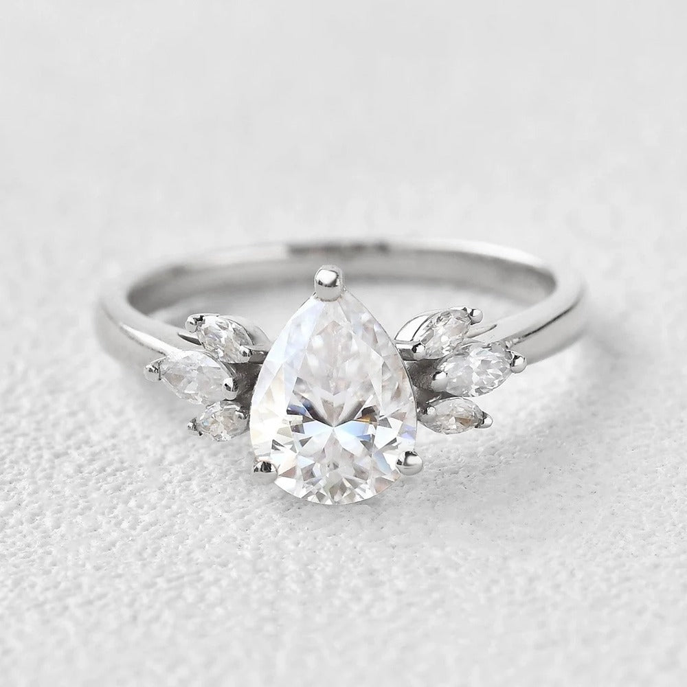 Pear Cut Vintage Moissanite Engagement Ring