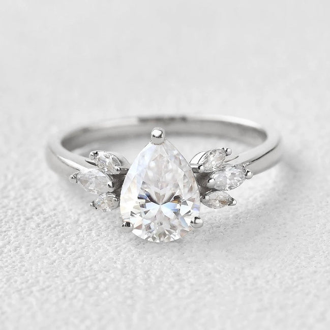 Pear Cut Vintage Moissanite Engagement Ring