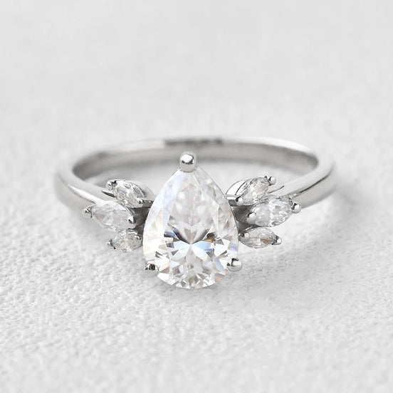 Pear Cut Vintage Moissanite Engagement Ring