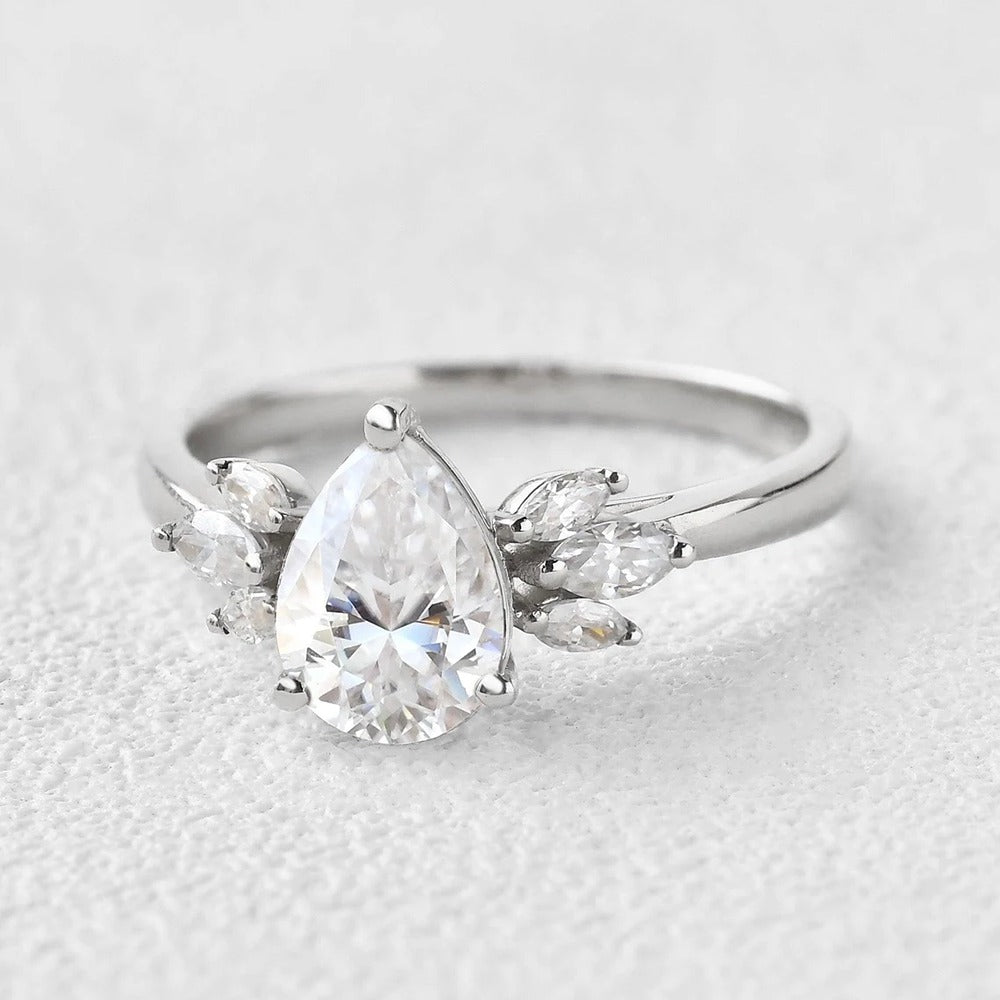 Pear Cut Vintage Moissanite Engagement Ring