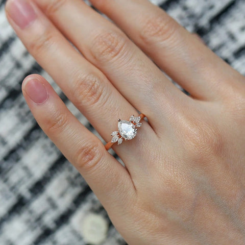 Pear Cut Vintage Moissanite Engagement Ring