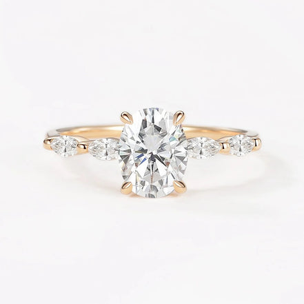 Oval Cut Five Stone Moissanite Engagement Ring