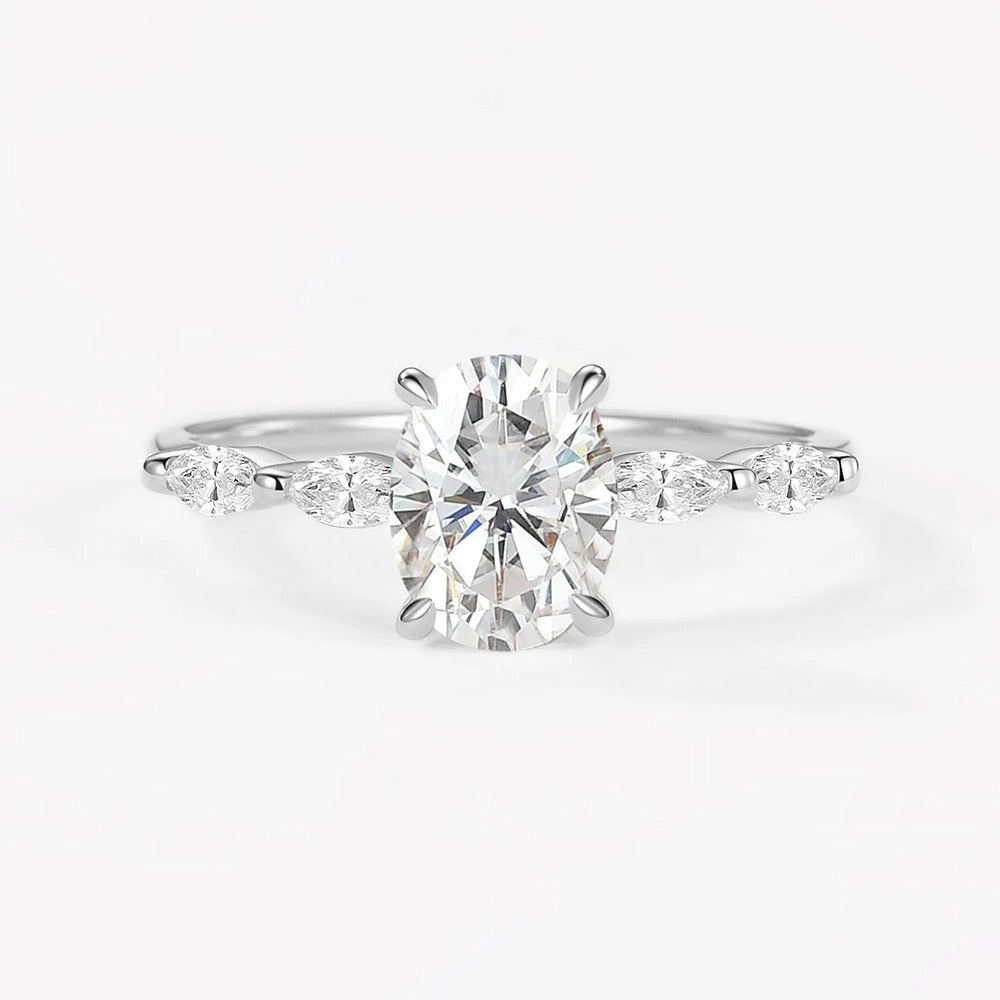 Oval Cut Five Stone Moissanite Engagement Ring