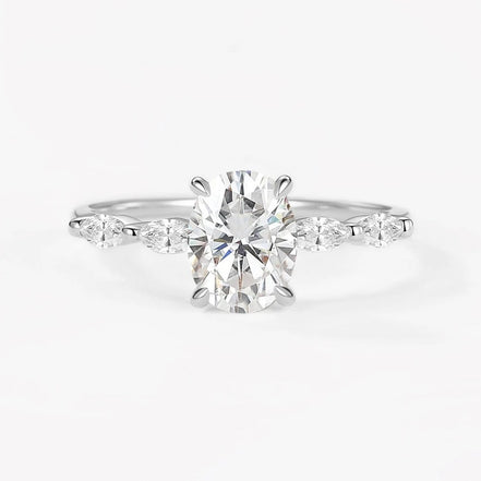 Oval Cut Five Stone Moissanite Engagement Ring