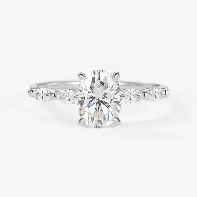 Oval Cut Five Stone Moissanite Engagement Ring