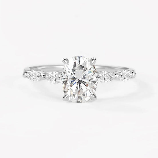 Oval Cut Five Stone Moissanite Engagement Ring