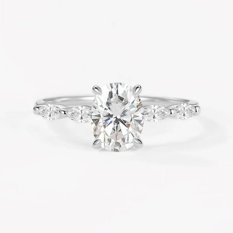 Oval Cut Five Stone Moissanite Engagement Ring