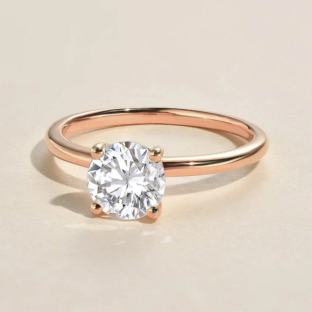 Round Cut Solitaire Moissanite Engagement Ring