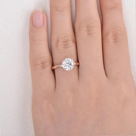 Round Cut Solitaire Moissanite Engagement Ring