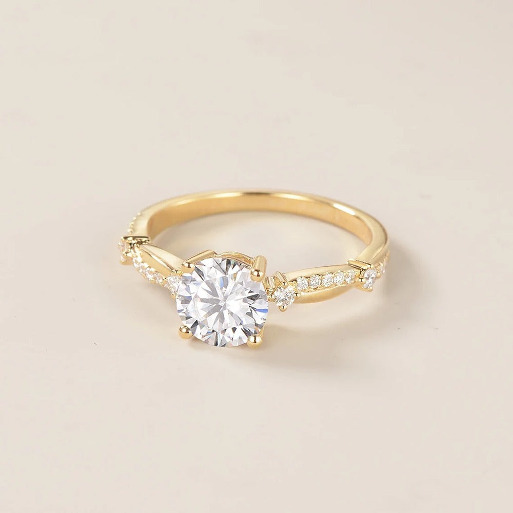 Round Cut Twisted Moissanite Engagement Ring