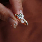 Round Cut Twisted Moissanite Engagement Ring