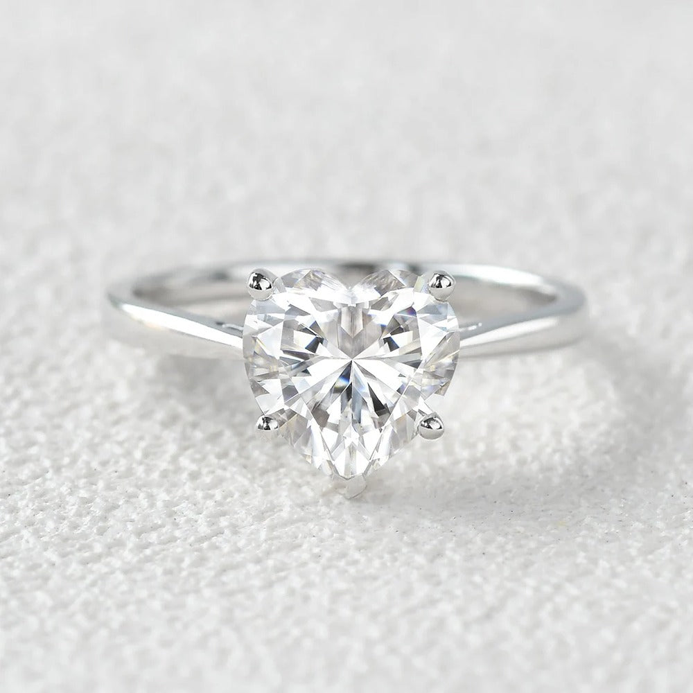 Heart Cut Moissanite Solitaire Engagement Ring For Her