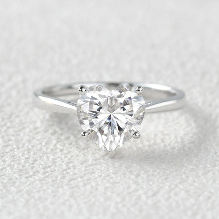 Heart Cut Moissanite Solitaire Engagement Ring For Her