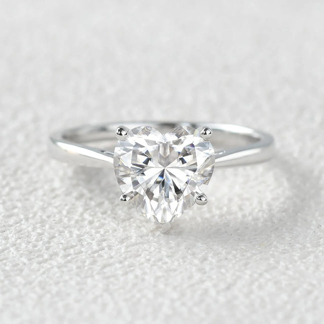 Heart Cut Moissanite Solitaire Engagement Ring For Her