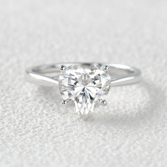 Heart Cut Moissanite Solitaire Engagement Ring For Her
