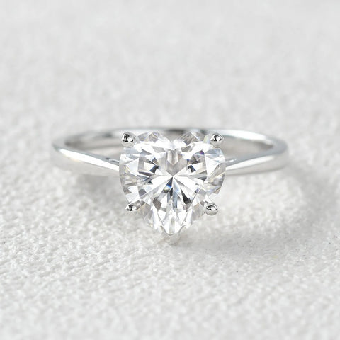 Heart Cut Moissanite Solitaire Engagement Ring For Her