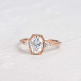 Oval Cut Moissanite Three Stone Engagement Ring