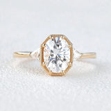 Oval Cut Moissanite Three Stone Engagement Ring