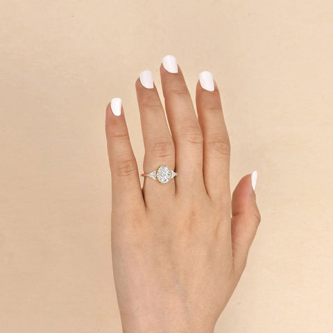 Oval Cut Moissanite Three Stone Engagement Ring