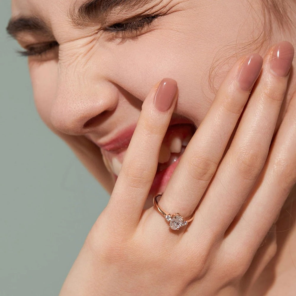 Oval Cut Three Stone Moissanite Engagement Ring