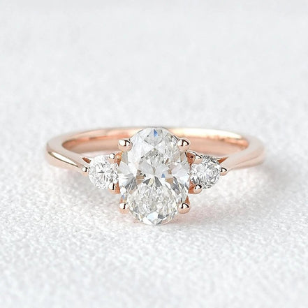 Oval Cut Three Stone Moissanite Engagement Ring