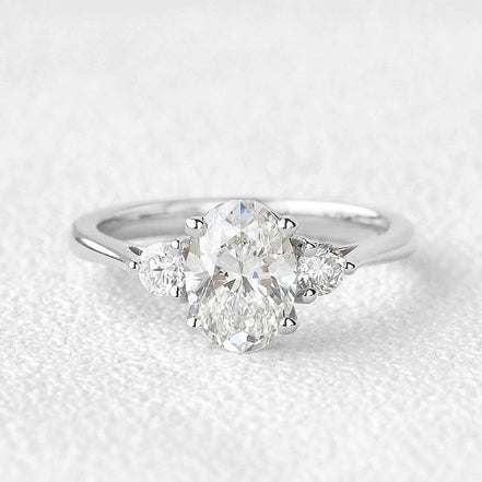 Oval Cut Three Stone Moissanite Engagement Ring