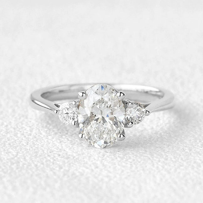 Oval Cut Three Stone Moissanite Engagement Ring
