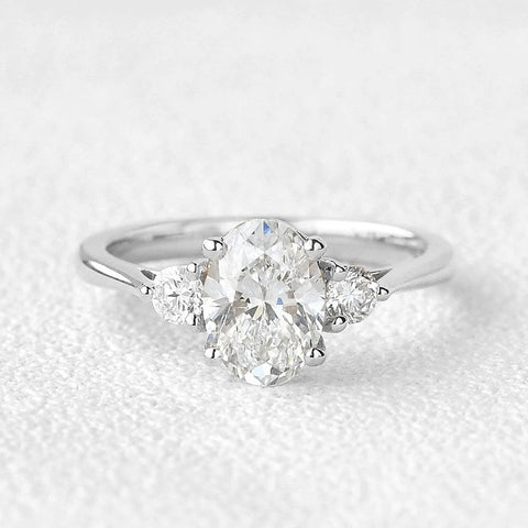 Oval Cut Three Stone Moissanite Engagement Ring