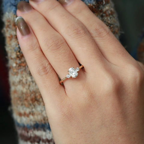 Oval Cut Three Stone Moissanite Engagement Ring