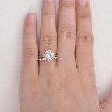 Round Cut Floral Halo Moissanite Wedding Bridal Set