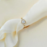 Moissanite Round Cut Vintage Wedding Rind Set