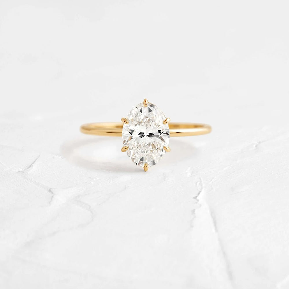 Oval Cut Moissanite Solitaire Promise Ring For Her