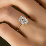 Emerald Cut Moissanite Solitaire Engagement Ring