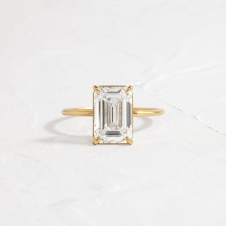Emerald Cut Solitaire Moissanite Engagement Ring