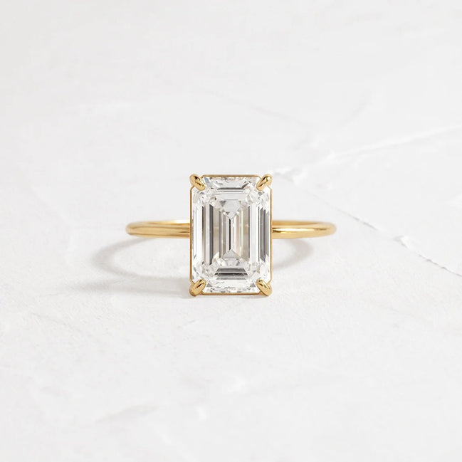 Emerald Cut Solitaire Moissanite Engagement Ring
