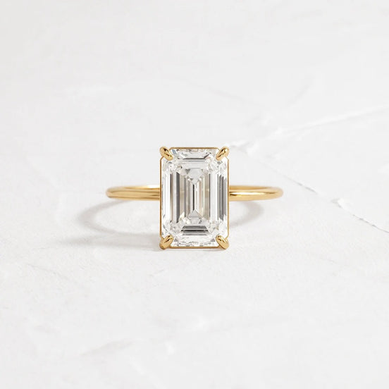 Emerald Cut Solitaire Moissanite Engagement Ring