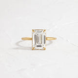 Emerald Cut Solitaire Moissanite Engagement Ring