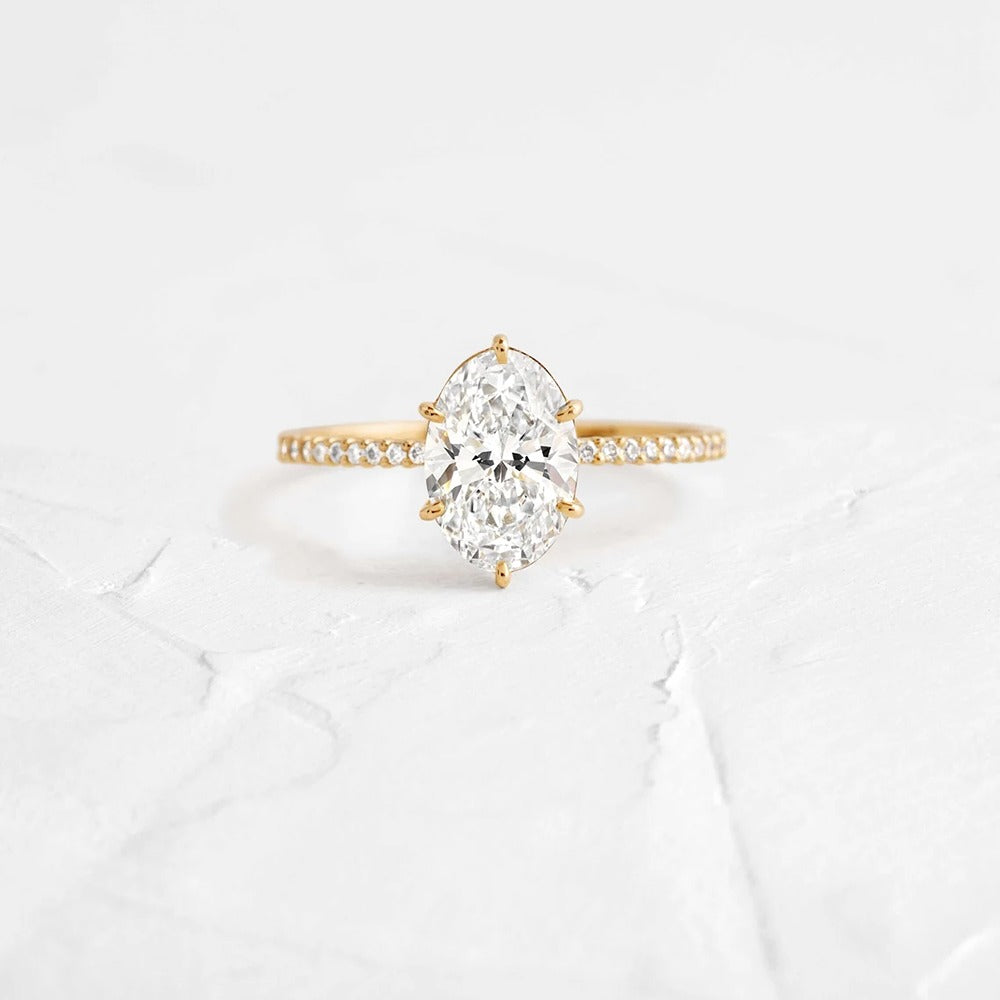 Oval Cut Pave Set Moissanite Engagement Ring