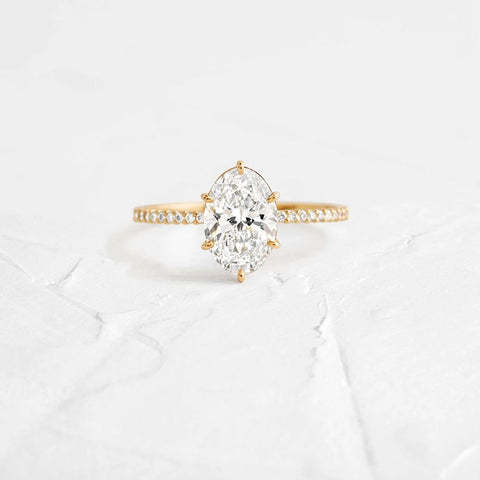 Oval Cut Pave Set Moissanite Engagement Ring