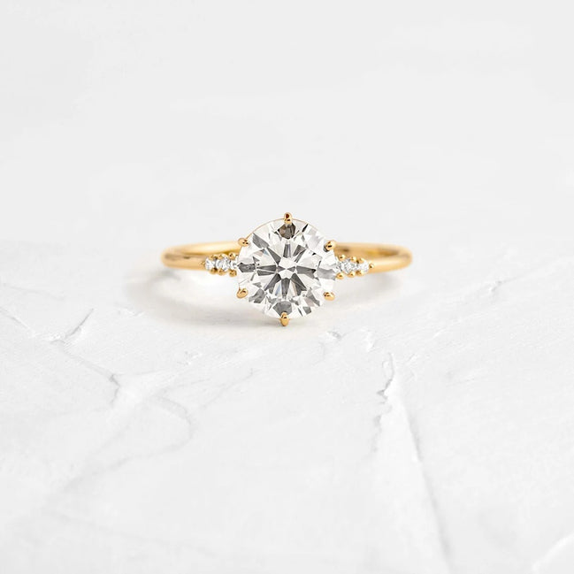 Round Cut Cluster Moissanite Engagement Wedding Ring