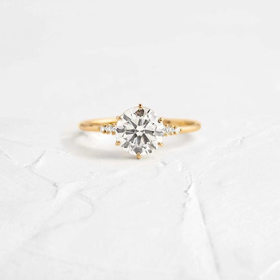 Round Cut Cluster Moissanite Engagement Wedding Ring